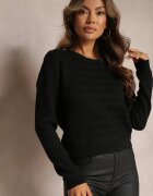 rosa Pulover Negru cu Capse Decorative Micheli