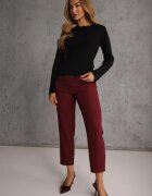 rosa Pulover Negru cu Viscoză și Volănaș Decorativ Mevidella