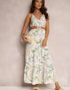 rosa Rochie Alb-Verde cu curea Nevin