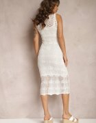 rosa Rochie Albă Ajourată Stil Bodycon cu Jupă pe Bretele Inclus Xanthemme