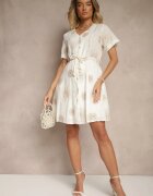 rosa Rochie Albă Boho Decorată Cu șnur și Broderii Evinelle