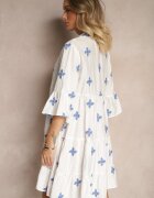 rosa Rochie Albă Cloche cu Viscoză Decorată cu Broderie Aravella