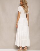 rosa Rochie Albă Cloche Maxi cu Decolteu Spaniol Kailra
