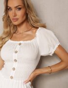 rosa Rochie Albă Cloche Maxi cu Decolteu Spaniol Kailra