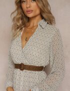 rosa Rochie Albă cu centură Agareope