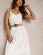 rosa Rochie Albă cu Curea Auxonia