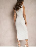 rosa Rochie Albă cu model strălucitor cu romburi cu croială bodycon fără mâneci Matella