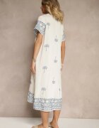 rosa Rochie Albă din Viscoză cu Croială Boxy cu Guler cu Broderie Sanavelle