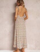 rosa Rochie Albă Maxi cu Bretele Legate și Volan la Tiv Krosby