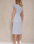 rosa Rochie Albastră Ajurată din Vâscoză și cu încrețituri Virsedi