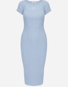 rosa Rochie Albastră Bodycon cu Decolteu Pătrat și Decupaj Decorativ la Spate Scriptos