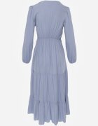 rosa Rochie Albastră Cloș cu Volănaș și Dantelă Kiaya