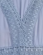 rosa Rochie Albastră Cloș cu Volănaș și Dantelă Kiaya