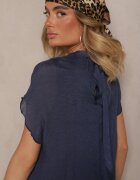 rosa Rochie Albastră cu croială tip cutie cu legătură Napalea