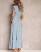 rosa Rochie Albastră Evazată Maxi cu talie elastică Lavla
