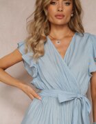 rosa Rochie Albastră Evazată Maxi cu talie elastică Lavla