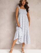 rosa Rochie Albastră Maxi Cloș cu bretele cu volane Azah