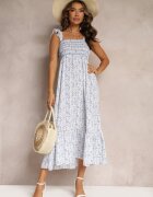 rosa Rochie Albastră Maxi Cloș cu bretele cu volane Azah