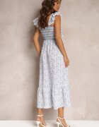 rosa Rochie Albastră Maxi Cloș cu bretele cu volane Azah