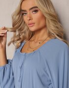 rosa Rochie Albastră Maxi cu croi lejer cu nasturi și curea cu cataramă metalică Ferian