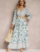 rosa Rochie Albastru-Alb Cloche cu Cureaua Verintius