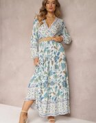 rosa Rochie Albastru-Alb Cloche cu Cureaua Verintius