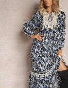 rosa Rochie Albastru-Bleumarin Evazată Maxi cu Volan Maruerilla