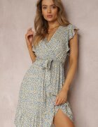 rosa Rochie Albastru-Galbenă cu centură Althia
