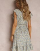 rosa Rochie Albastru-Galbenă cu centură Althia