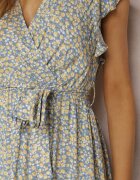 rosa Rochie Albastru-Galbenă cu centură Althia