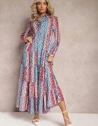 rosa Rochie Albastru-Roz Maxi cu croială tip cămașă Vender