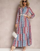 rosa Rochie Albastru-Roz Maxi cu croială tip cămașă Vender