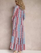 rosa Rochie Albastru-Roz Maxi cu croială tip cămașă Vender
