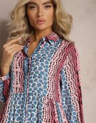 rosa Rochie Albastru-Roz Maxi cu croială tip cămașă Vender