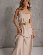 rosa Rochie Bej cu Cordon Auxonia