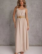 rosa Rochie Bej cu Cordon Auxonia