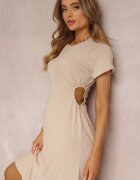rosa Rochie bej de bumbac Satho