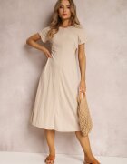 rosa Rochie bej de bumbac Satho