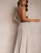 rosa Rochie Bej deschis Asimetrică Maxi pe un umăr cu lănțișor decorativ Ombrelle