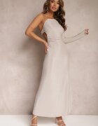 rosa Rochie Bej deschis Asimetrică Maxi pe un umăr cu lănțișor decorativ Ombrelle