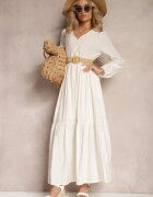 rosa Rochie bej deschis cloș dreaptă maxi cu nasturi decorativi Nervatti