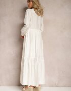 rosa Rochie bej deschis cloș dreaptă maxi cu nasturi decorativi Nervatti