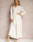 rosa Rochie bej deschis cloș dreaptă maxi cu nasturi decorativi Nervatti
