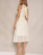 rosa Rochie Bej deschis cu croială evazată cu legătură Decorată cu imprimeu în relief Nimirelle