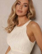 rosa Rochie Bej deschis cu croială evazată cu legătură Decorată cu imprimeu în relief Nimirelle