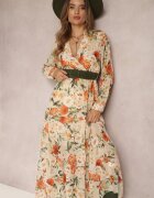 rosa Rochie Bej deschis cu Curea și Elastic în Talie Hahonu