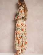 rosa Rochie Bej deschis cu Curea și Elastic în Talie Hahonu