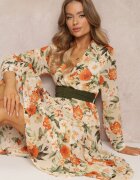 rosa Rochie Bej deschis cu Curea și Elastic în Talie Hahonu