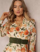 rosa Rochie Bej deschis cu Curea și Elastic în Talie Hahonu