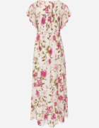 rosa Rochie Bej deschis din Viscoză cu Imprimeu Floral Evazată Maxi Veradisia